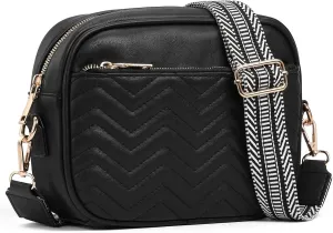 GAEKEAO Quilted Crossbody Bags for Women Small Purses Trendy Vegan Leather Shoulder Handbags with Adjustable Wide Strap
