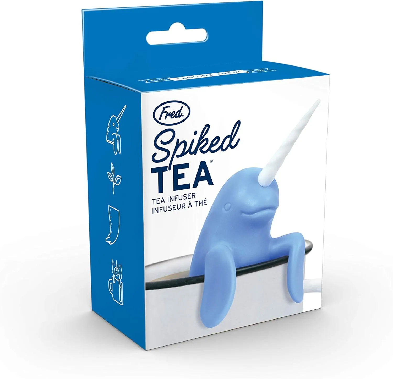 Genuine Fred, SPIKED TEA, Narwhal Reusable Silicone Tea Infuser, Blue, Fun Gift for Tea Lovers, Clever Kitchen Gadget