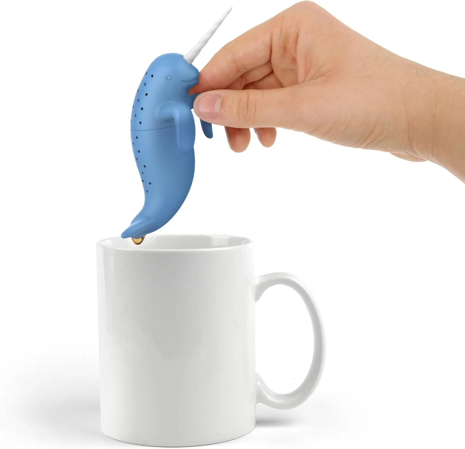 Genuine Fred, SPIKED TEA, Narwhal Reusable Silicone Tea Infuser, Blue, Fun Gift for Tea Lovers, Clever Kitchen Gadget