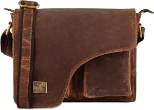 Genuine Leather Messenger Bag, Sling Bag Crossbody Shoulder Bags for Travel Work Business Men Women