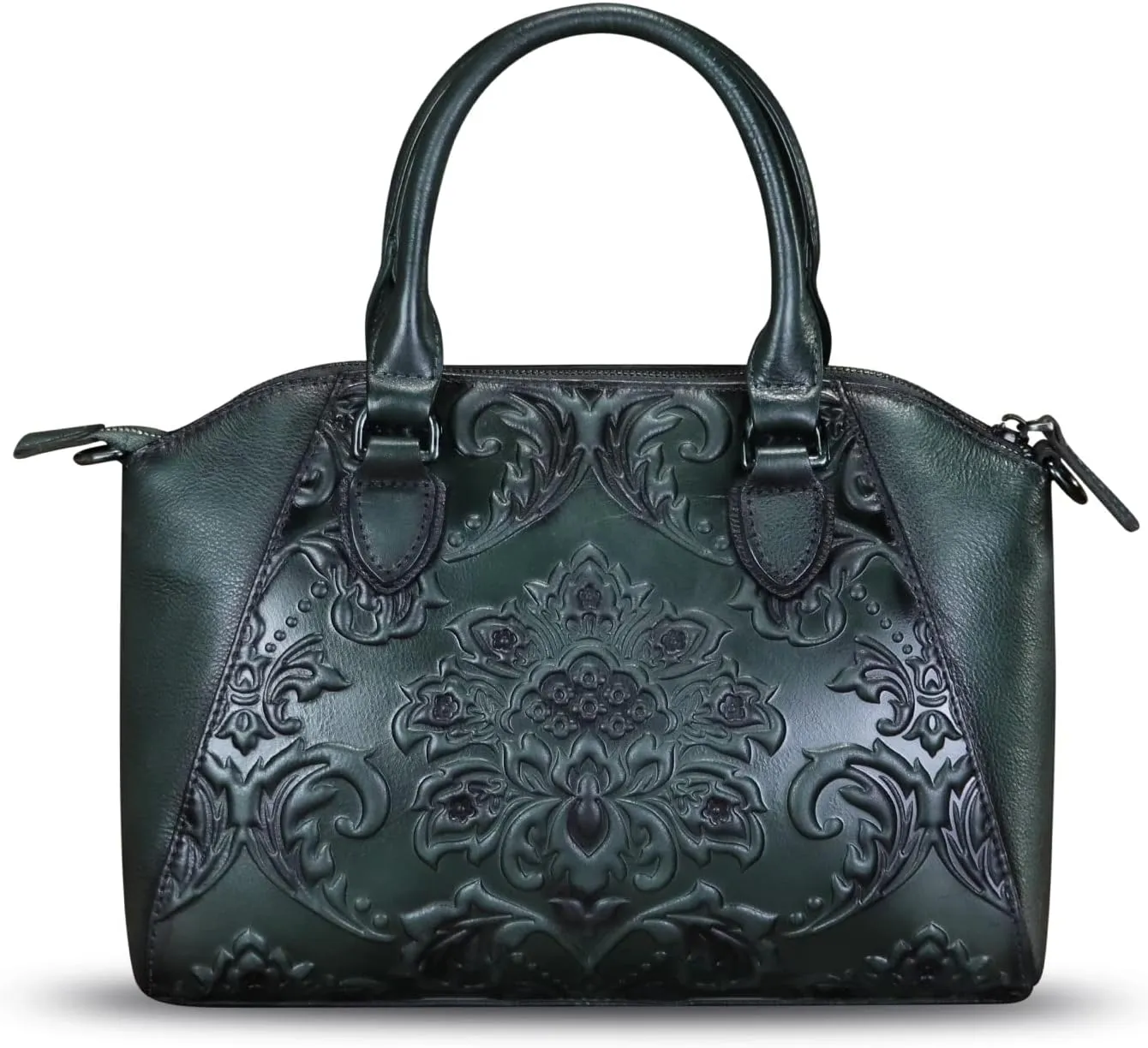 Genuine Leather Purses and Handbags for Women Vintage Embossed Leather Satchel Bags Crossbody Shoulder Bag Strap