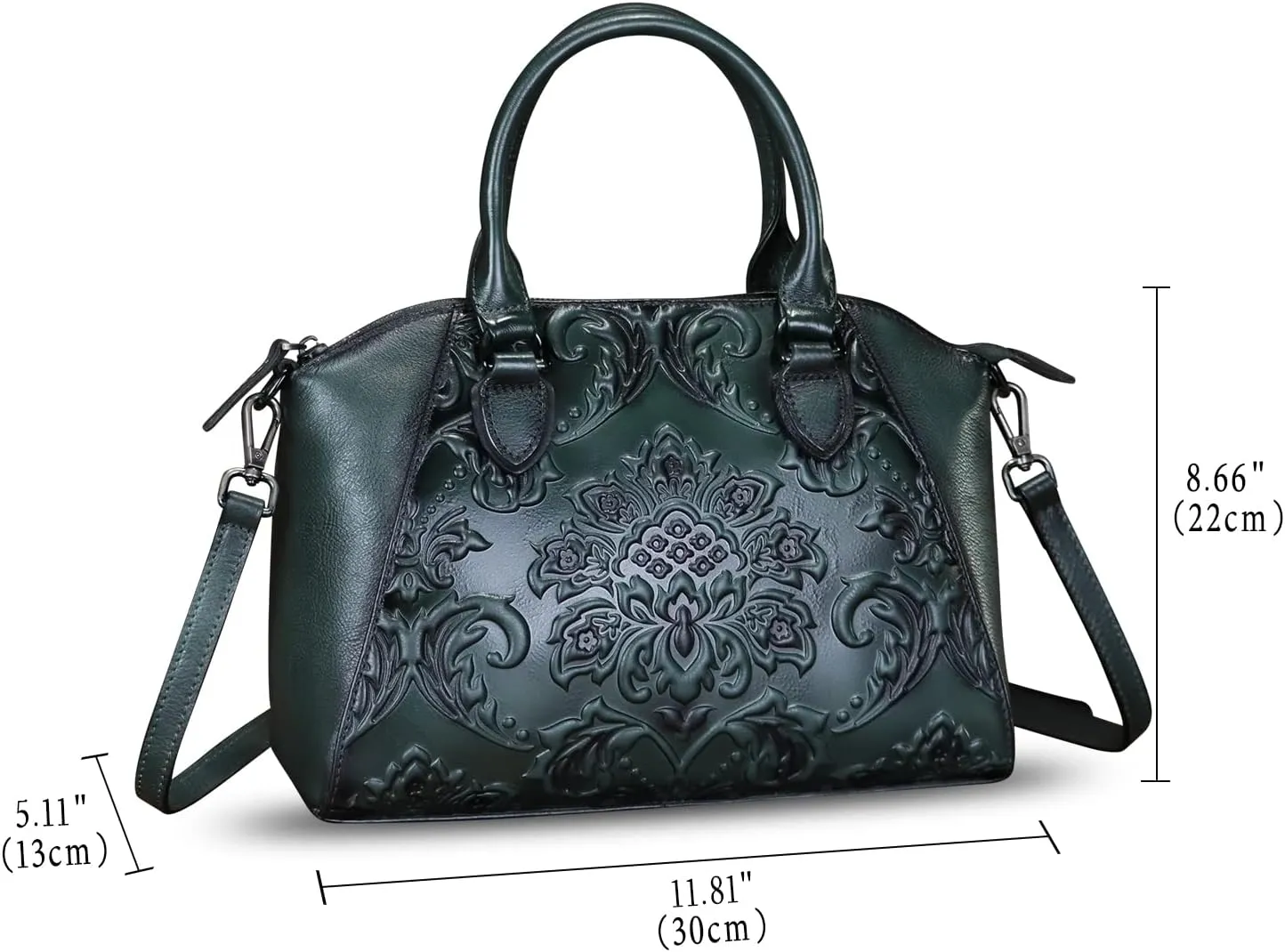 Genuine Leather Purses and Handbags for Women Vintage Embossed Leather Satchel Bags Crossbody Shoulder Bag Strap