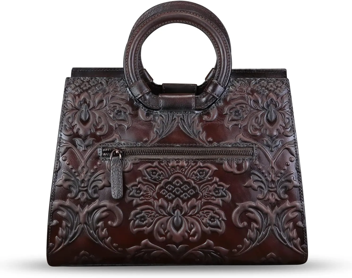 Genuine Leather Purses and Handbags for Women Vintage Embossed Leather Top Handle Satchel Bags Crossbody Shoulder Bag Strap