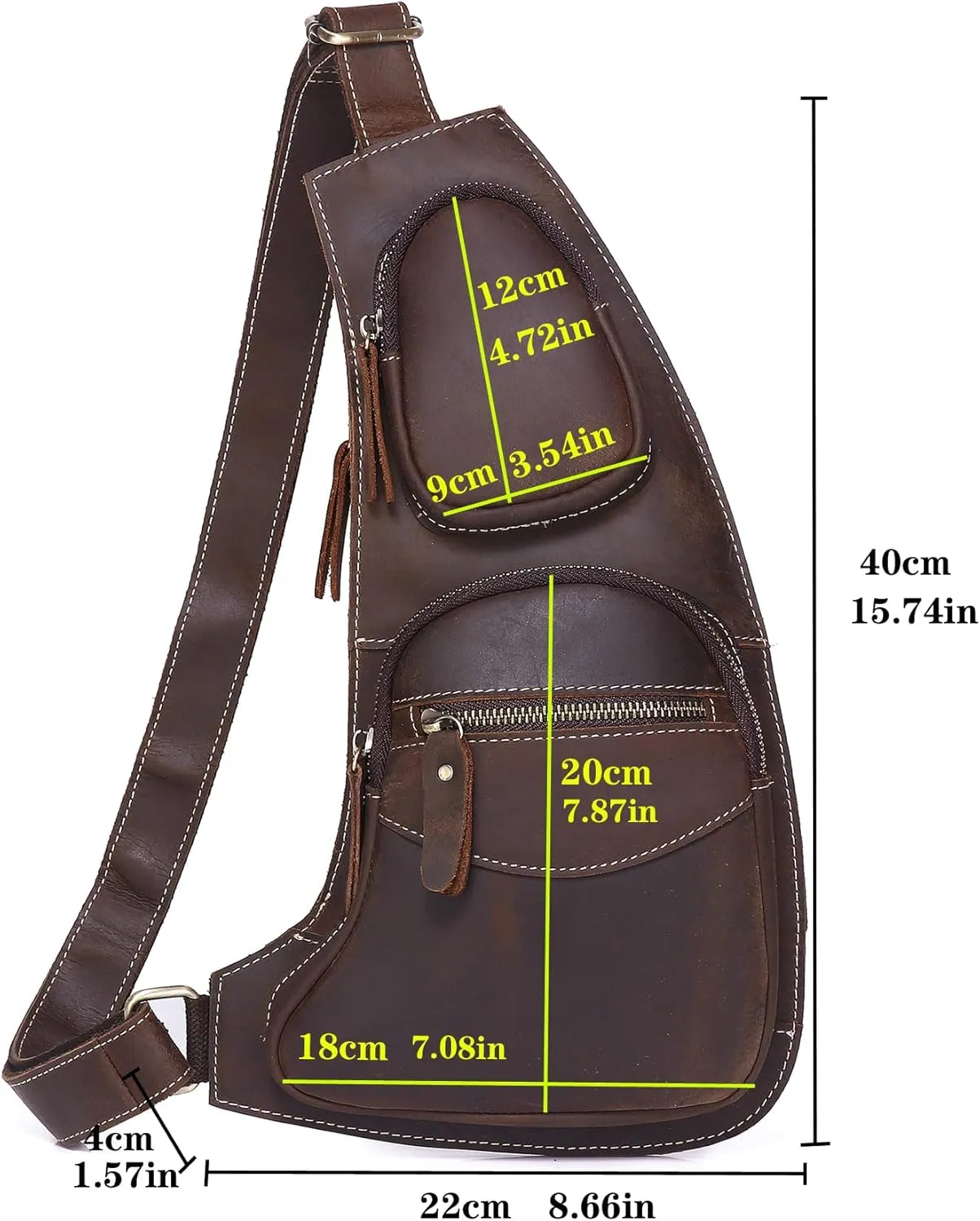 Genuine Leather Sling Bag for Men Women Backpack Chest Shoulder Satchel Crossbody Bags Casual Outdoor Daypack