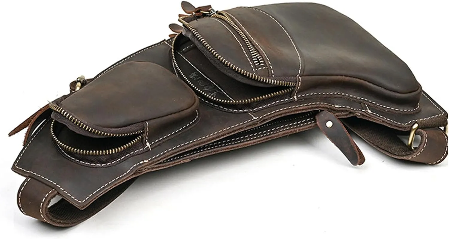 Genuine Leather Sling Bag for Men Women Backpack Chest Shoulder Satchel Crossbody Bags Casual Outdoor Daypack