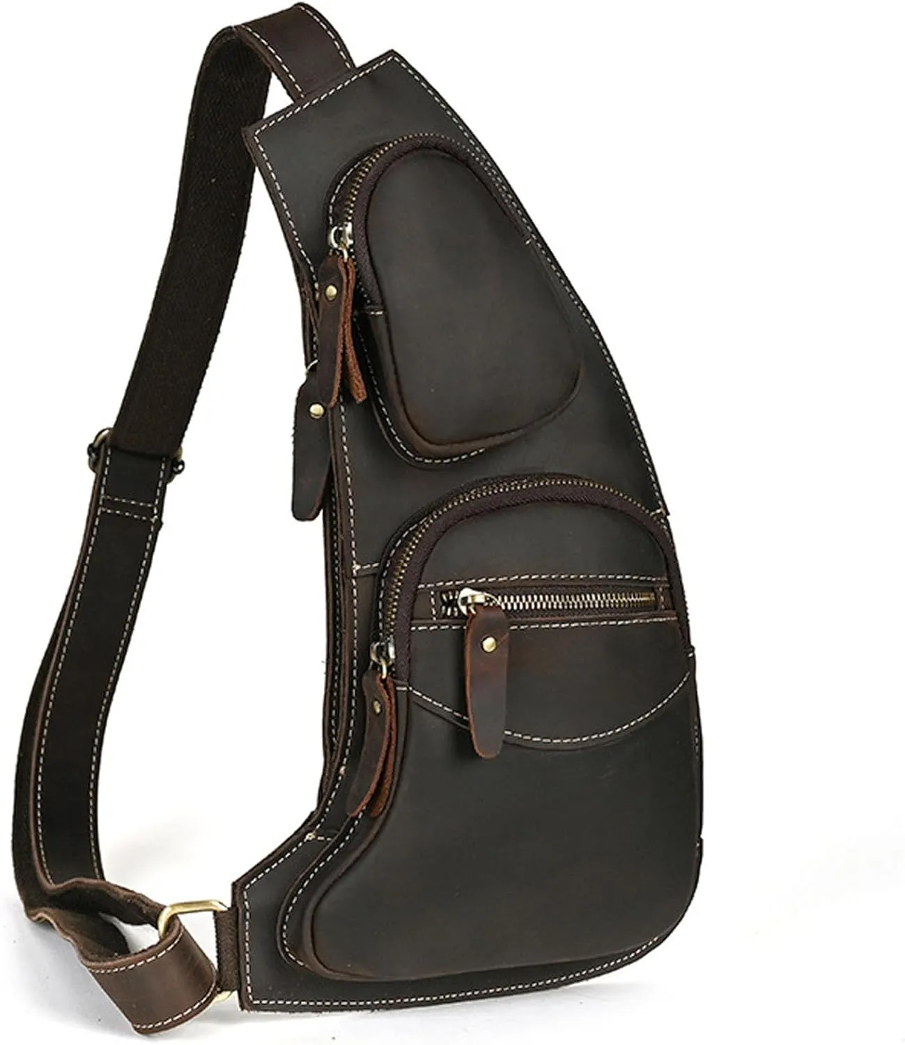 Genuine Leather Sling Bag for Men Women Backpack Chest Shoulder Satchel Crossbody Bags Casual Outdoor Daypack