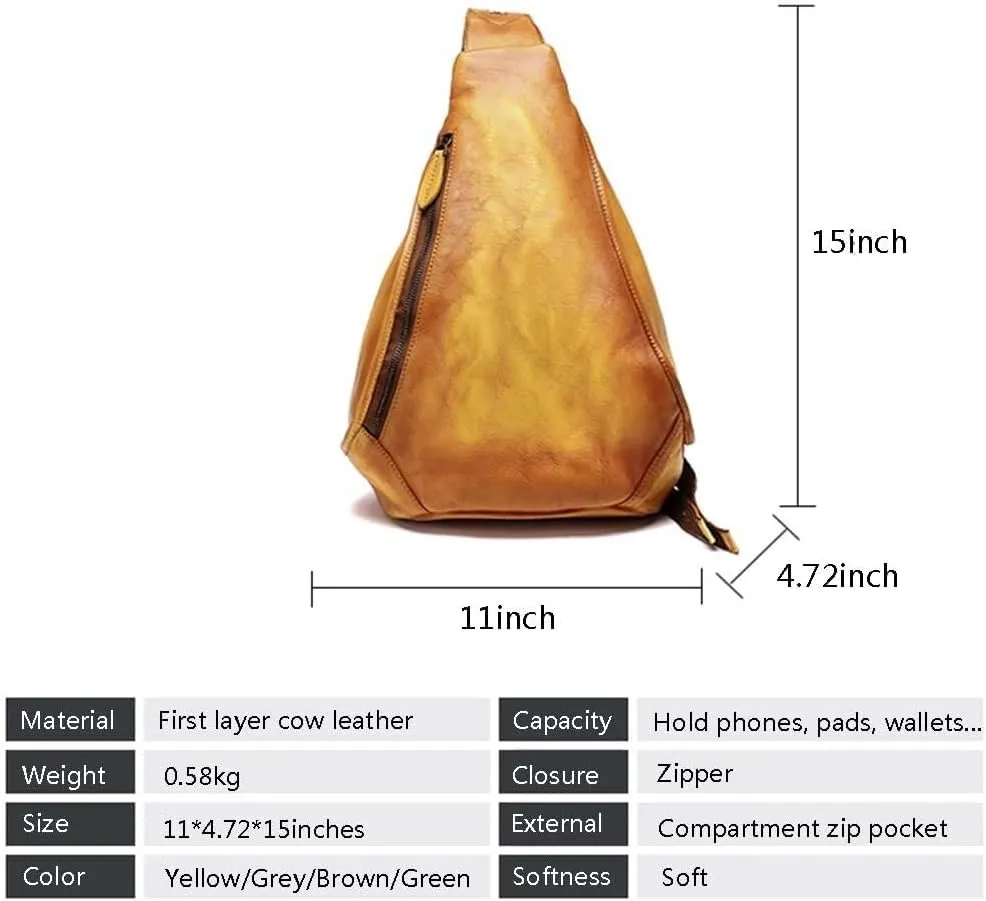 Genuine Leather Sling Shoulder Bags for Women Men Vintage Backpack Casual Crossbody Shoulder Bag