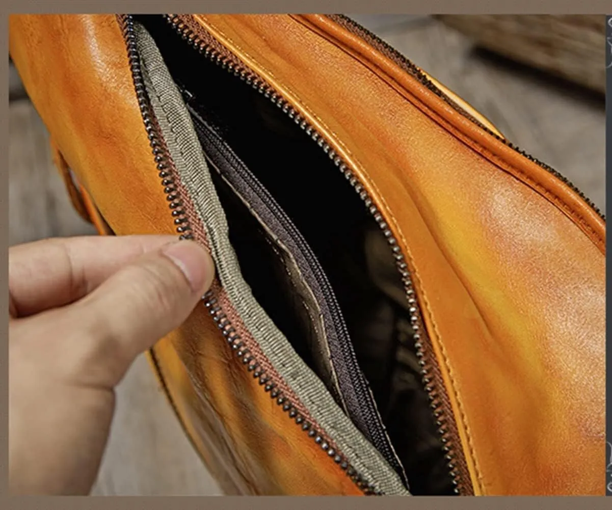 Genuine Leather Sling Shoulder Bags for Women Men Vintage Backpack Casual Crossbody Shoulder Bag