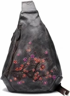 Genuine Leather Sling Shoulder Bags for Women Men Vintage Backpack Casual Crossbody Shoulder Bag
