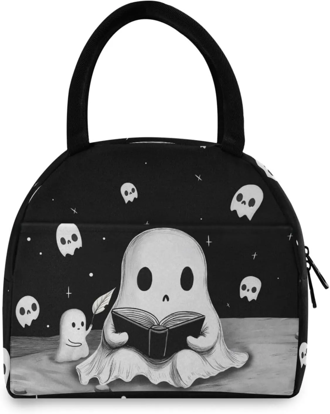 Ghost Lunch Bag for Women Men Reusable Insulated Lunch Tote Bag for Office Work School Picnic Hiking