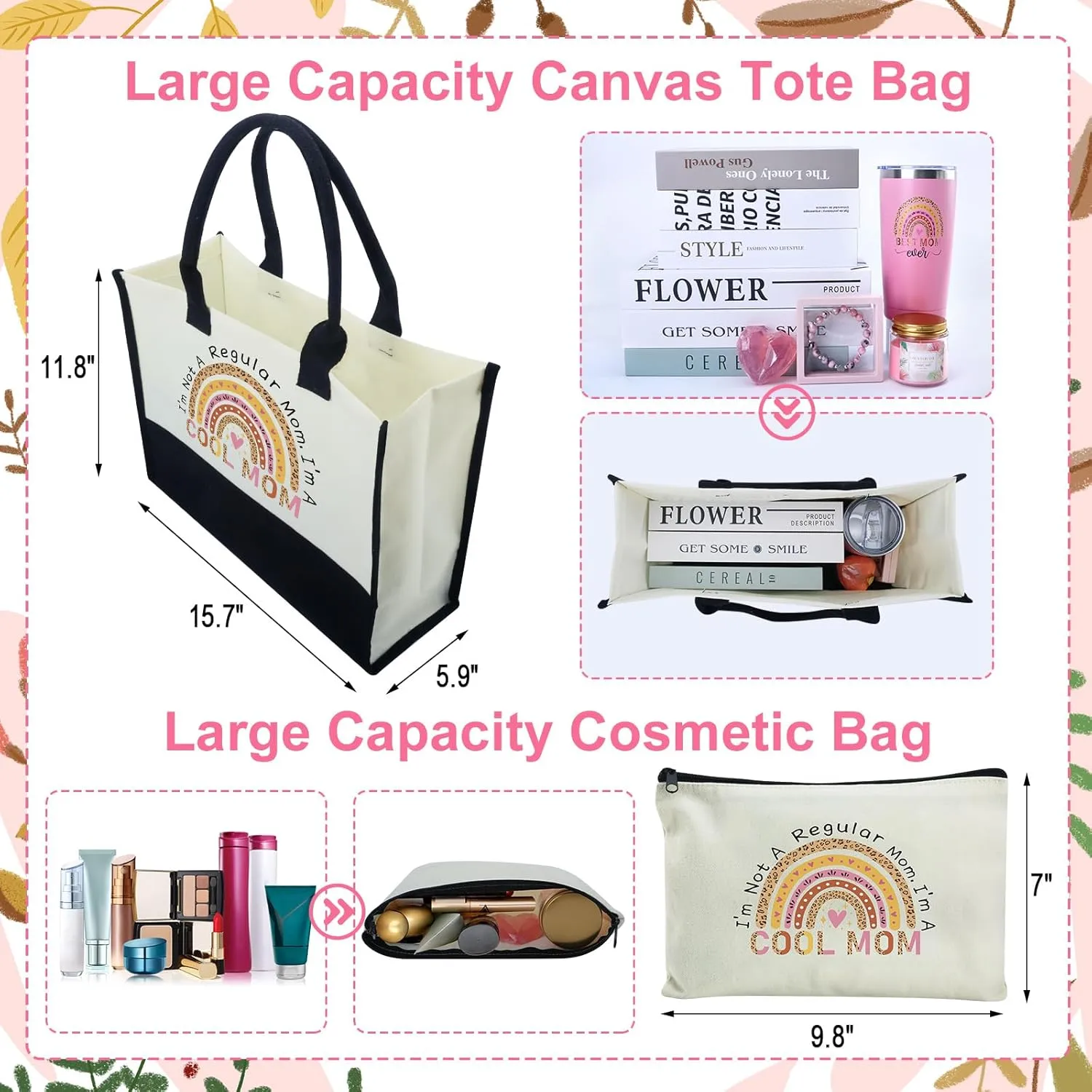 Gift Basket for Women Appreciation Gifts Set for Women with Canvas Tote Bag Tumbler Socks