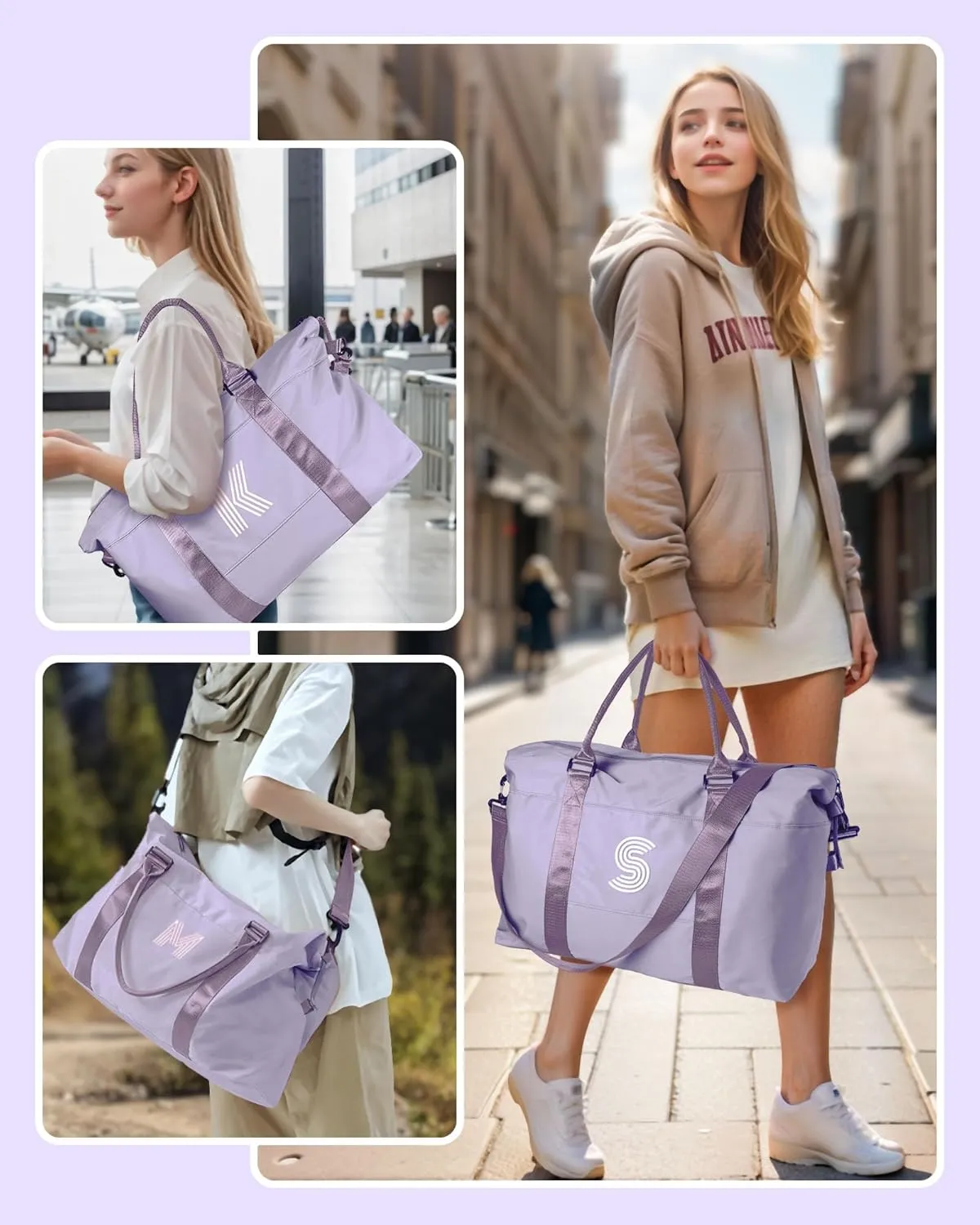 Gift Ideas for Teen Girls, Birthday Gift, Initial Travel Bag, Girl Bag, Personalized Weekender Bag, Monogram Overnight Bag Gift for Her (Letter E)