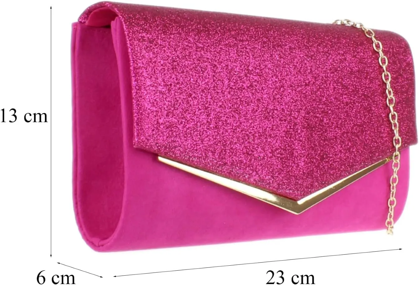 Girly HandBags Womens Glitter Flap Clutch Bag