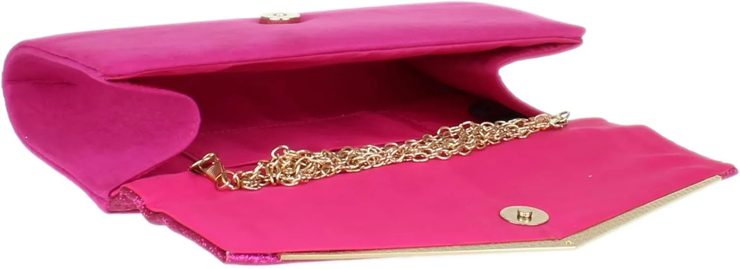 Girly HandBags Womens Glitter Flap Clutch Bag