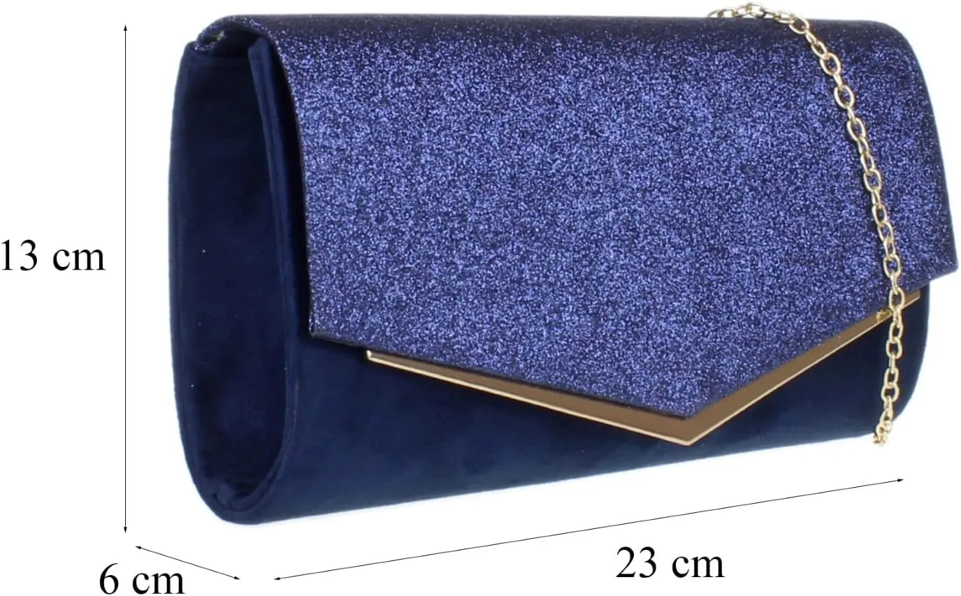 Girly HandBags Womens Glitter Flap Clutch Bag