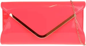 Girly Handbags Womens Glossy Oversized Clutch Bag Large Neon Fuchsia, Neon Fuchsia, W 29, H 14, D 5 cm (W 11, H 6, D 2 inches)