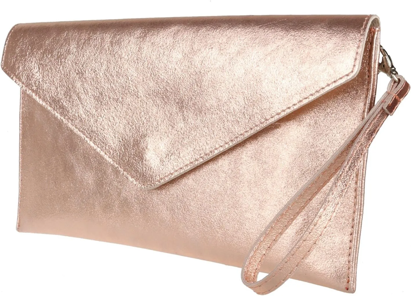 Girly HandBags Womens Leather Italian Metallic Shimmer Envelope Wrist Clutch Bag