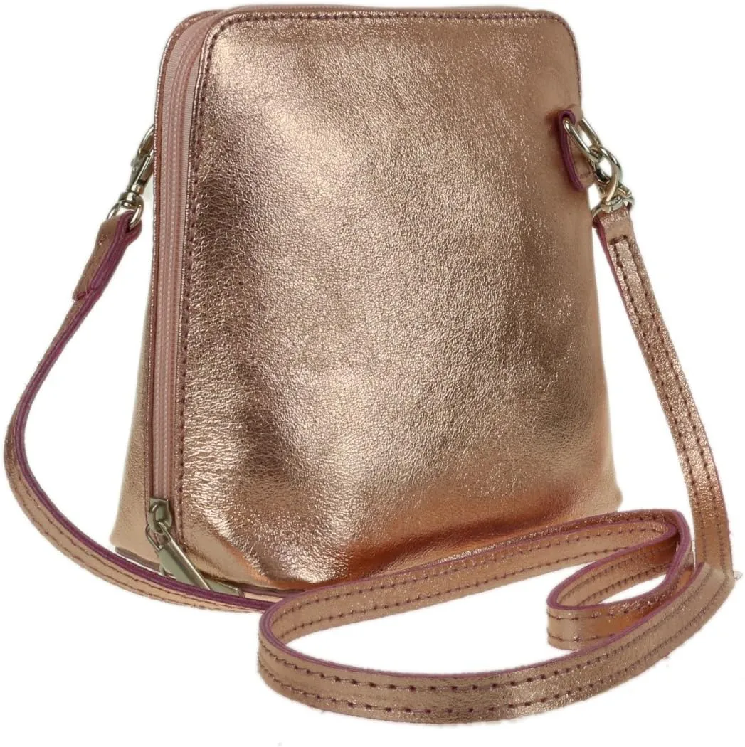 Girly HandBags Womens Metallic Genuine Leather Cross Body Shoulder Bag