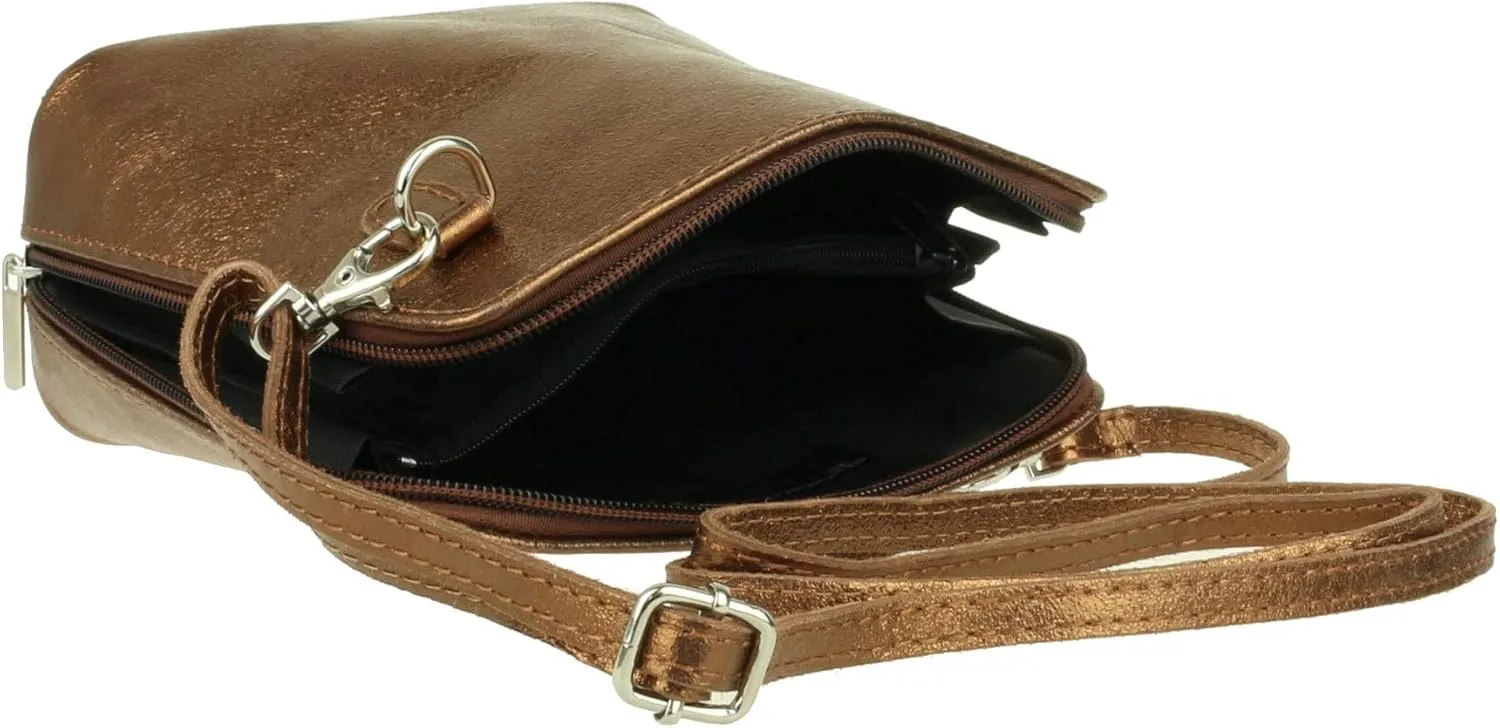 Girly HandBags Womens Metallic Genuine Leather Cross Body Shoulder Bag