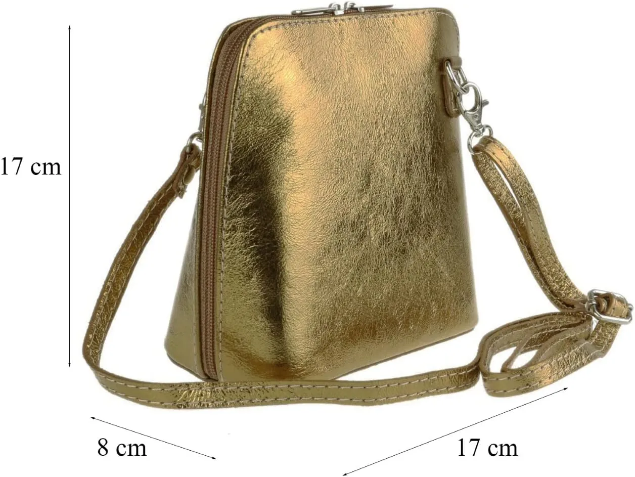 Girly HandBags Womens Metallic Genuine Leather Cross Body Shoulder Bag