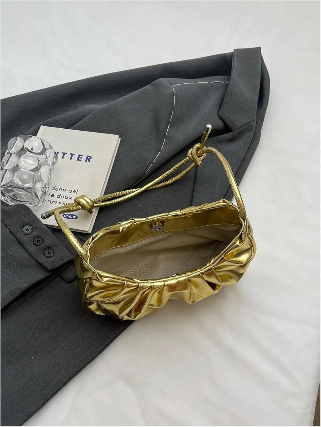 GORGLITTER Women's Gold Metallic Crossbody Purse Clutch Shoulder Bag Evening Prom Mini Handbags