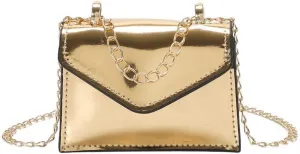 GORGLITTER Women's Metallic Crossbody Bags Adjustable Chain Strap Handbags Shoulder Bag Flap mini Square Bag