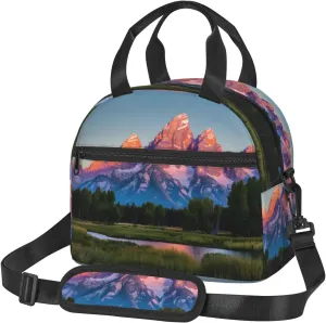 Grand Teton National Park Print Foods Insulated Lunch Bag Cute Tote Box Leakproof Cooler Adjustable Shoulder Strap