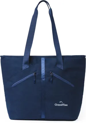 GRANDTIES Insulated Cooler Tote Bag 30 Can Large Capacity Durable Zipper Leakproof Outshell for Grocery Lunch Picnic Travel (Blue)
