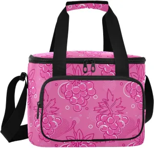 Grape Magenta Red Insulated Cooler Bag for Women Men Leakproof 24 Can Camping Cooling Bag for Work Office Picnic