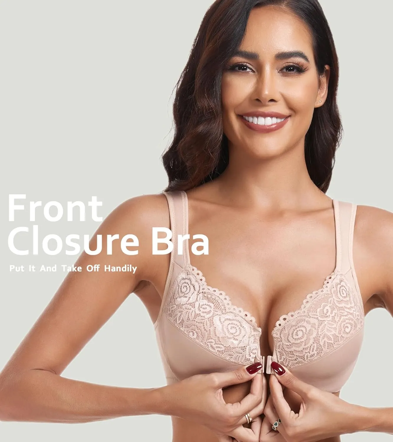 HACI Women's Front Closure Bra Underwire Unpadded Plus Size Full Coverage T-Shirt