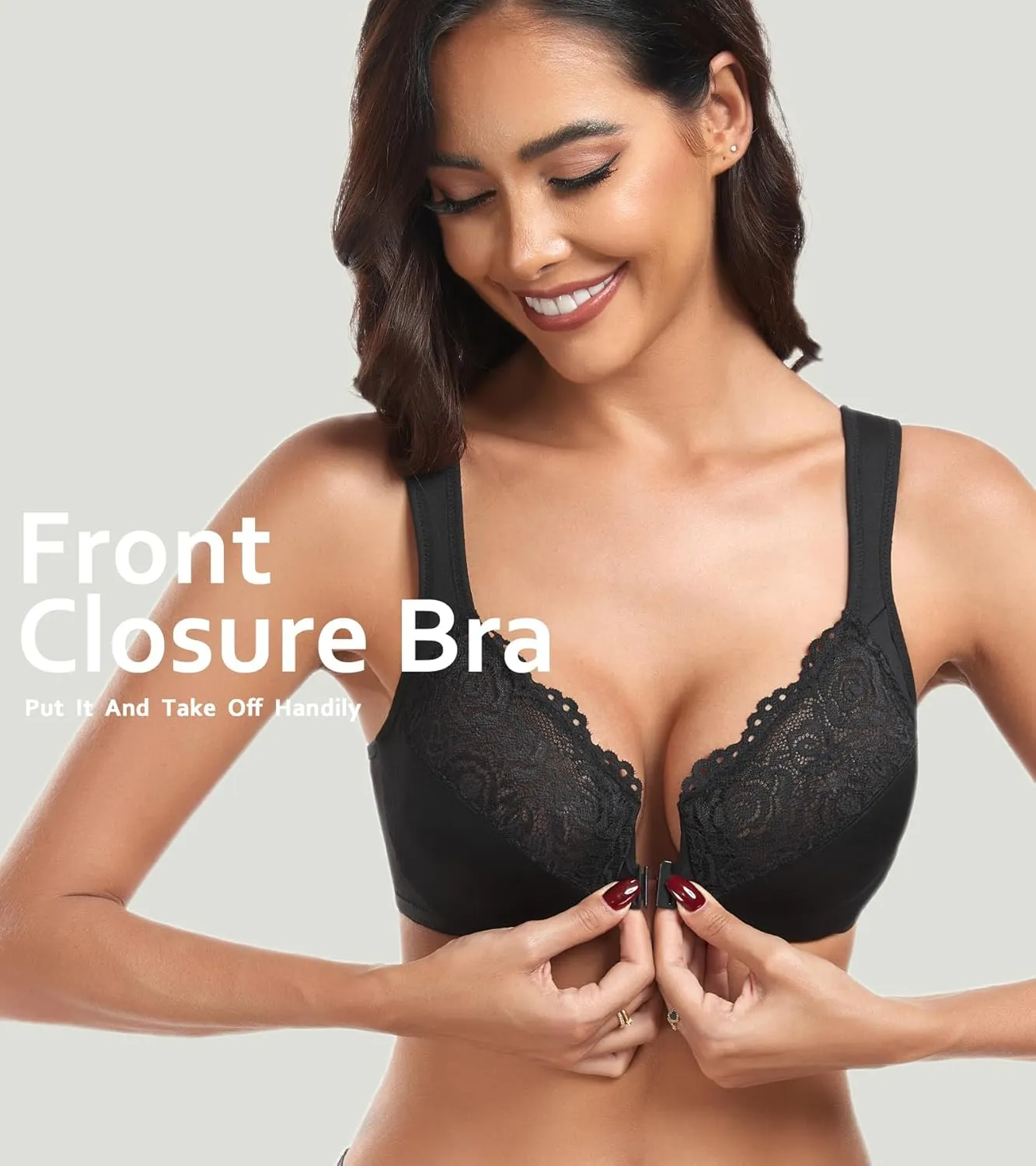 HACI Women's Front Closure Bra Underwire Unpadded Plus Size Full Coverage T-Shirt