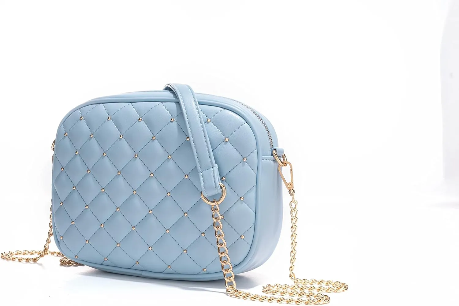 Hanbella Cross body Clutch Purses for Women & Teens - Cute Small Quilted Leather Shoulder Bag with Gold Chain for Girls