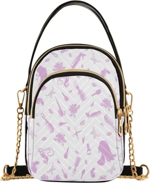 Handbags Stylish Crossbody Handbag with Zipper Shoulder Phone Purse Cell Phone Purse for Women Scissors Comb Spray Bottle Purple