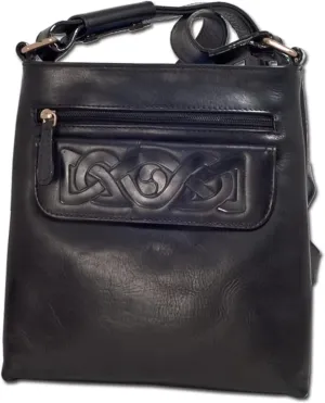 Handmade 100% Genuine Leather Crossbody Travel Handbag for Women, Embossed Irish Celtic Knot, Imported, Handmade in Ireland