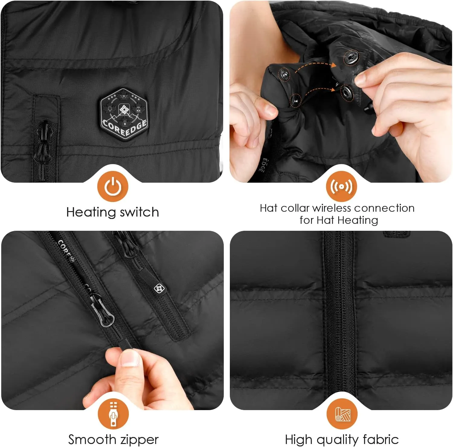 Heated Vest for Men with Detachable Heated Hood, Electric Vest for Men with Battery Pack Included