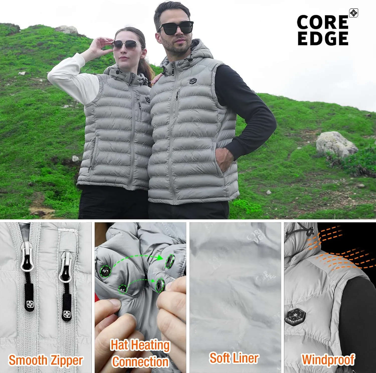 Heated Vest for Men with Detachable Heated Hood, Electric Vest for Men with Battery Pack Included