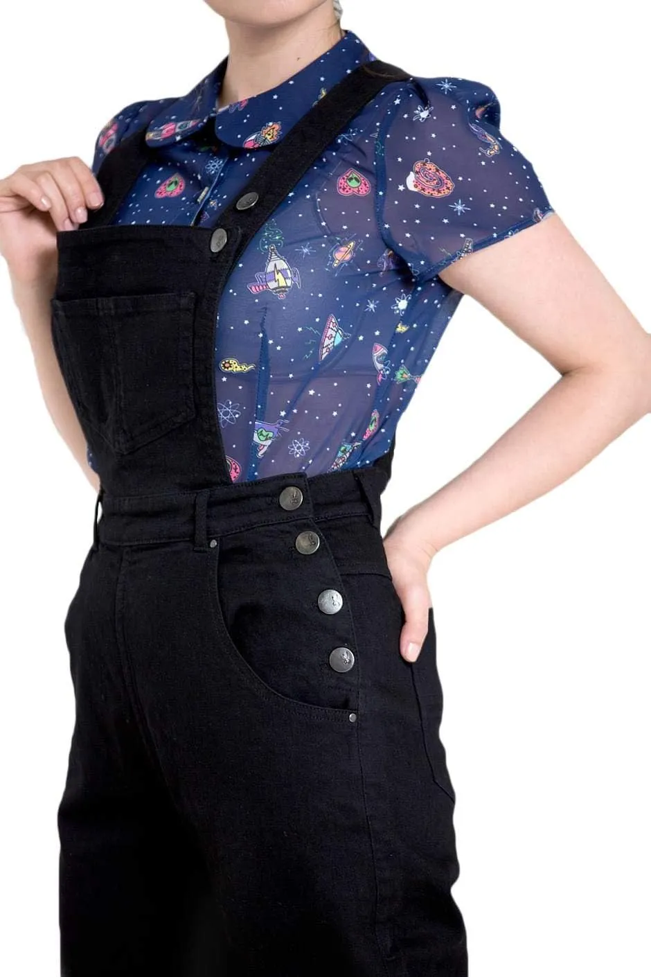 Hell Bunny Elly May Denim Jeans Landgirl 40s 50s Retro Rockabilly Dungarees