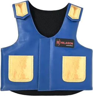 HILASON Bull Riding Vest - Kids Junior Youth Bull Pro Rodeo Leather Blue/Metallic Red