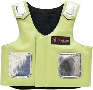 HILASON Bull Riding Vest - Kids Junior Youth Bull Pro Rodeo Leather Blue/Metallic Red