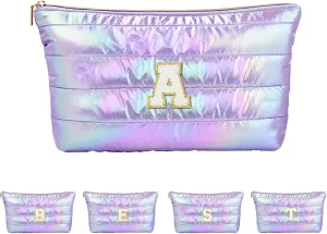 Hiroyuki Iridescent Quilted Makeup Bag (A, purple)