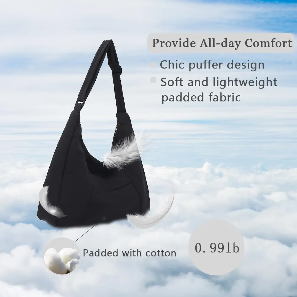Hobo Crossbody Bags for Women, Puffer Tote Bag Quilted Shoulder Bag, Casual Puffer Purse for Travel