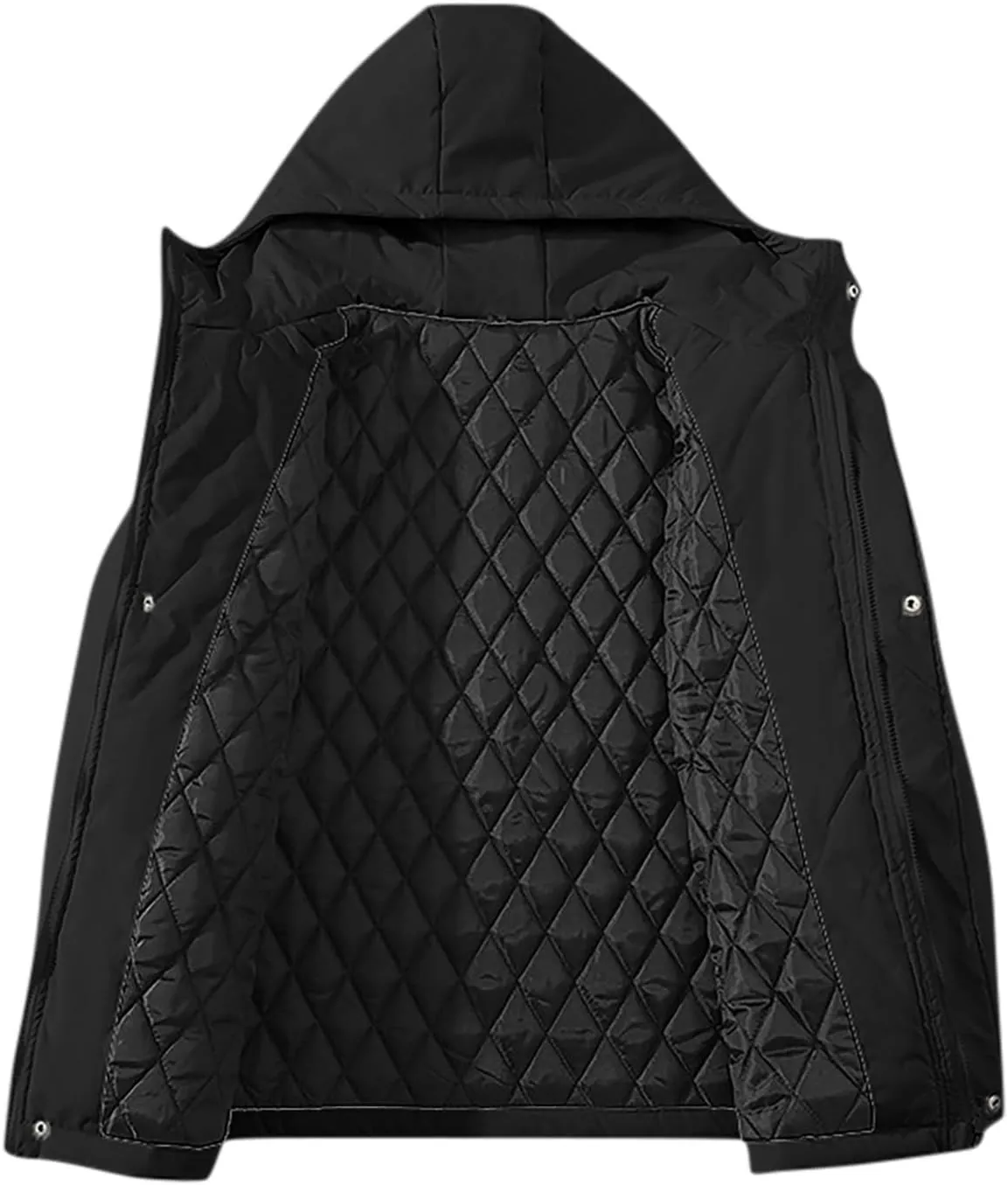 Hooded Puffer Jacket for Men Winter Warm Winter Lightweight Coat Water Repellent Windproof Insulated Jacket Outwear