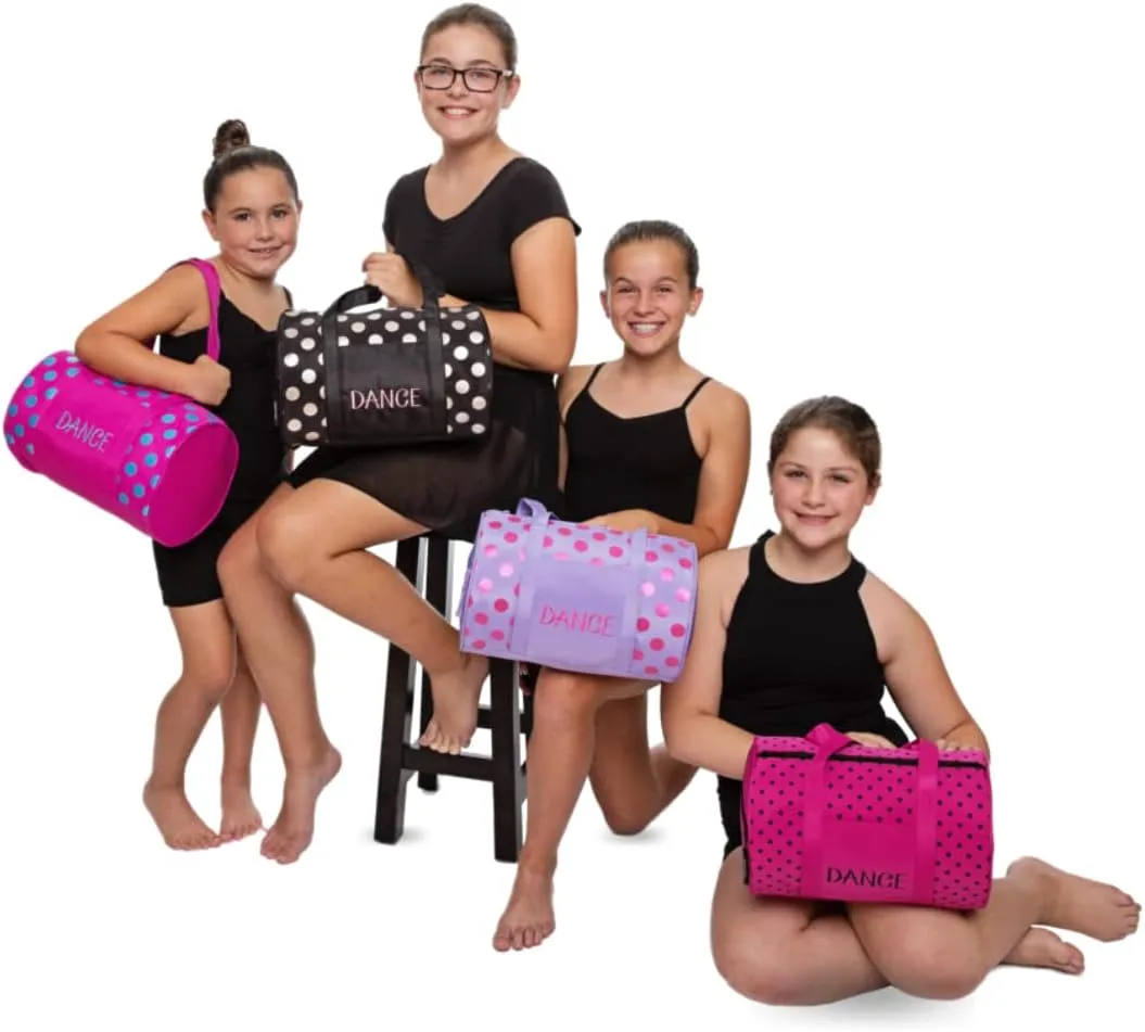 Horizon 1054 Embroidered "DANCE" Dots Duffel, Pink/Black