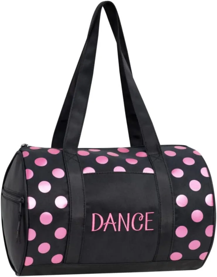 Horizon Embroidered "DANCE" Dots Duffel (1055, Black/Pink)