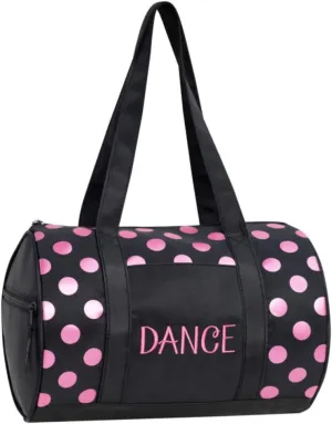 Horizon Embroidered "DANCE" Dots Duffel (1055, Black/Pink)