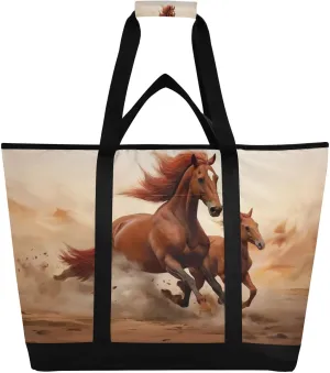 Horse Reusable Insulated Lunchbox Cooler Bag, Leakproof Kitchen Grocery Bag Collapsible Portable Cooler Tote Bag for Picnic, Camping, Office, Travel