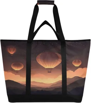 Hot Air Balloon Reusable Insulated Lunchbox Cooler Bag, Leakproof Kitchen Grocery Bag Collapsible Portable Cooler Tote Bag for Picnic, Camping, Office, Travel