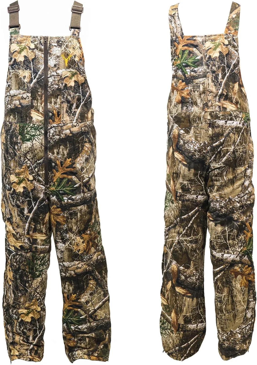 HOT SHOT Men’s Insulated Camo Bib, Ultra-Quiet Adjustable Overalls, Cold Weather Hunting Coveralls for Men