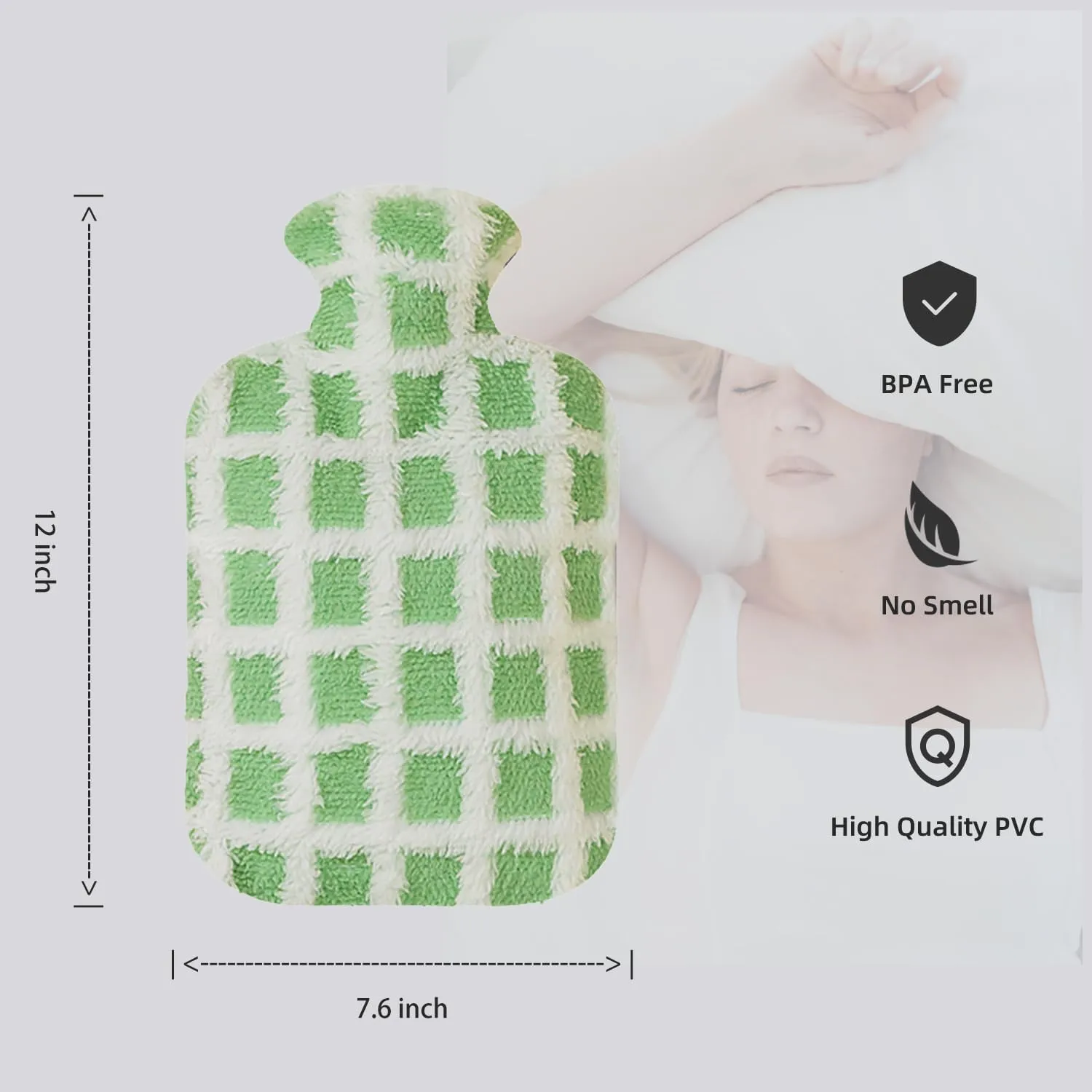 Hot Water Bottle with Soft Premium Cover, 1.5L Hot Water Bag for Menstrual Cramps, Neck and Shoulder Pain Relief, Hot and Cold Therapies, Hand Feet Warmer