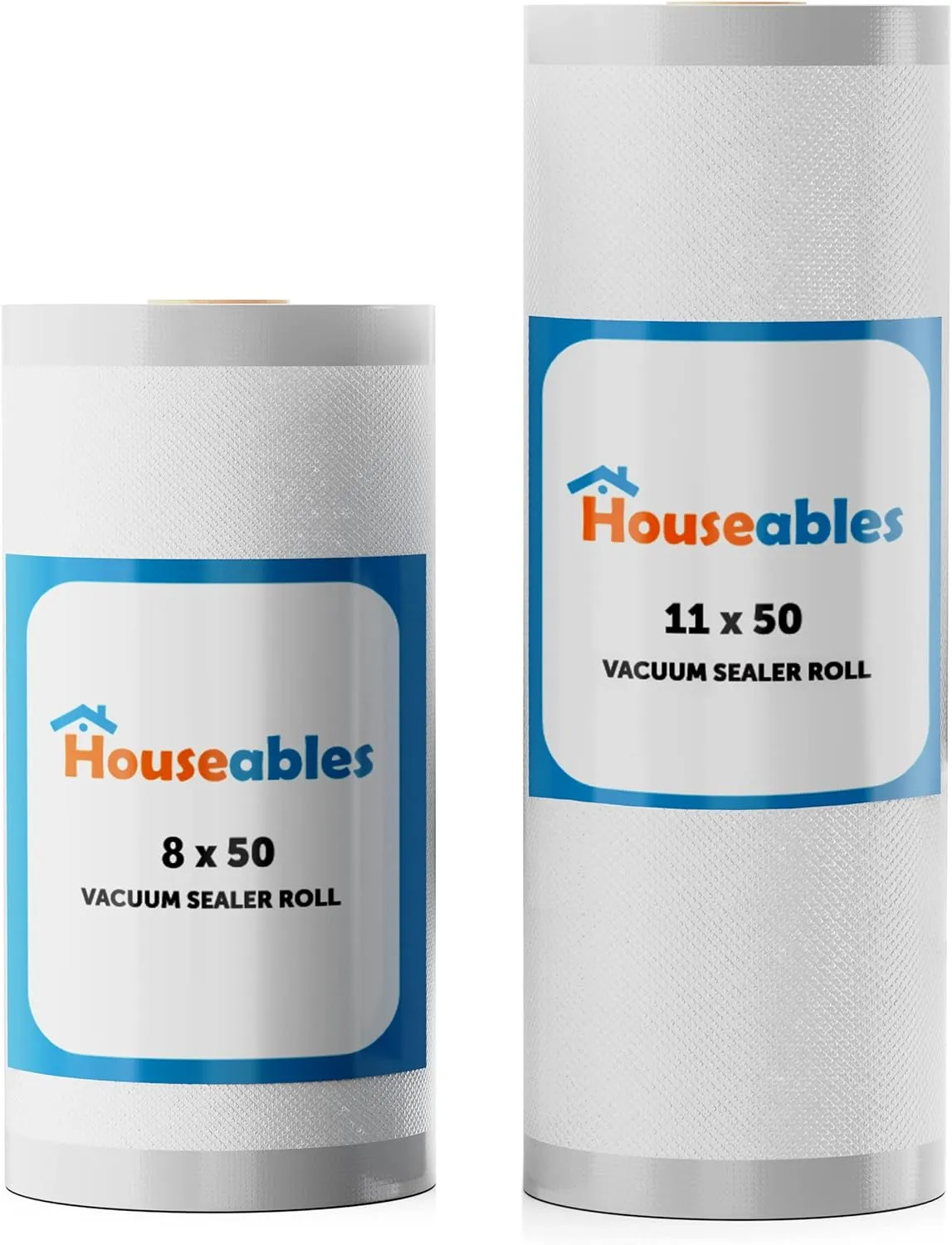 Houseables Vacuum Seal Bags, Vacuum Sealer Rolls, Sous Vide Bags, Food Saver Rolls, 2 Pack, 11 Inch & 8 Inch x 50FT, Commercial Grade, Vaccum Sealed Storage, Microwave & Freezer Safe, Store A Meal